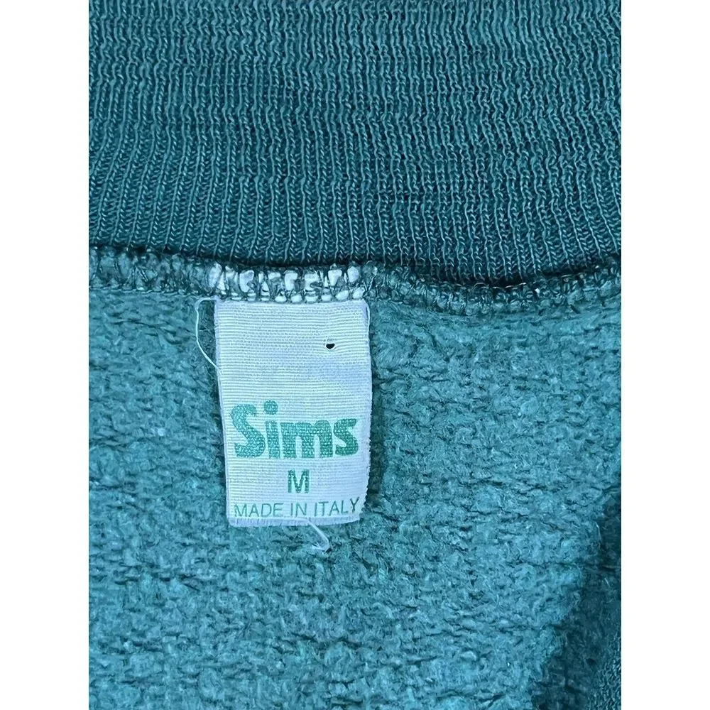 Vintage SIMS Made In‎ Italy Full Zip Up Ski Trek Green Knit Sweater Mens Size M